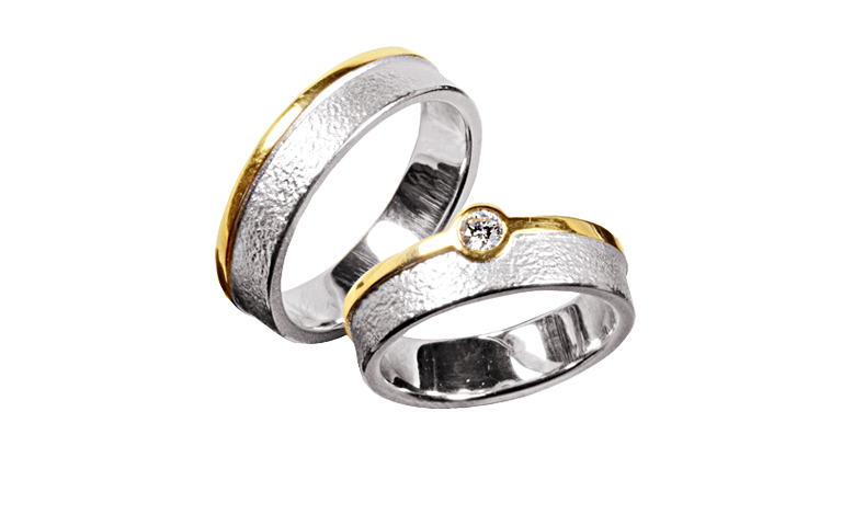 45313+45314-wedding rings, gold 750 with brillant
